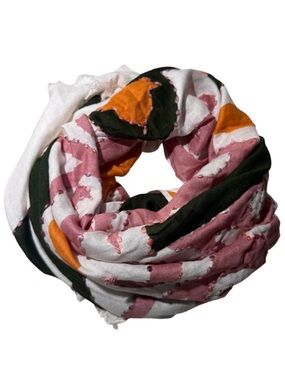 Embroidered Boho Scarf Pink Green Orange Shawl Pashmina Festival Wrap Breathable